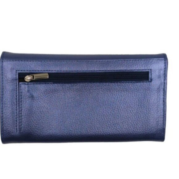 Periwinkle Convertible Leather Backpack with matching tri fold wallet main image 5